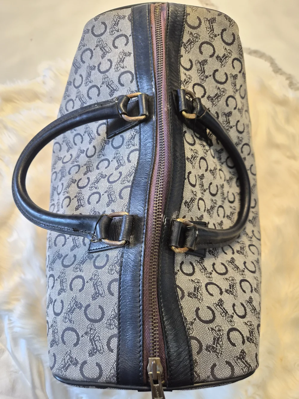 Celine Cream & Black Monogram Travel Duffle - Picture 4 of 14
